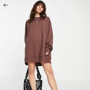 ASOS design oversized mini sweater dress in brown